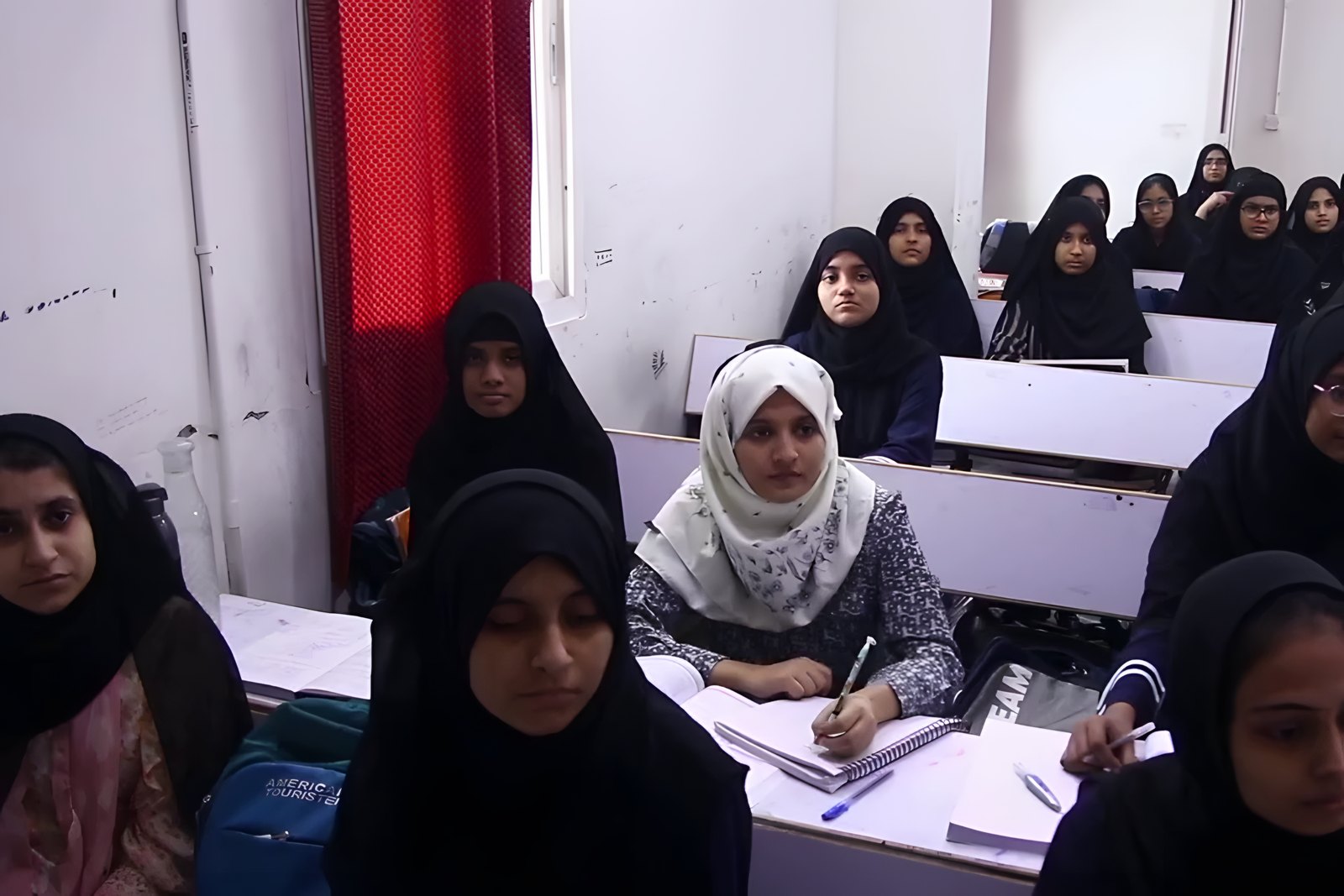 A full girls' classroom at work